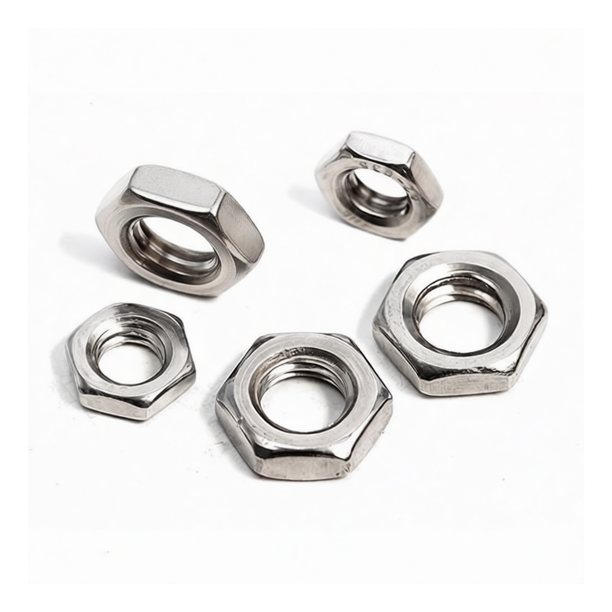 M30 Stainless Steel A2-70 Hex Nut, 1.181" Flats, Plain, Pkg Qty 25