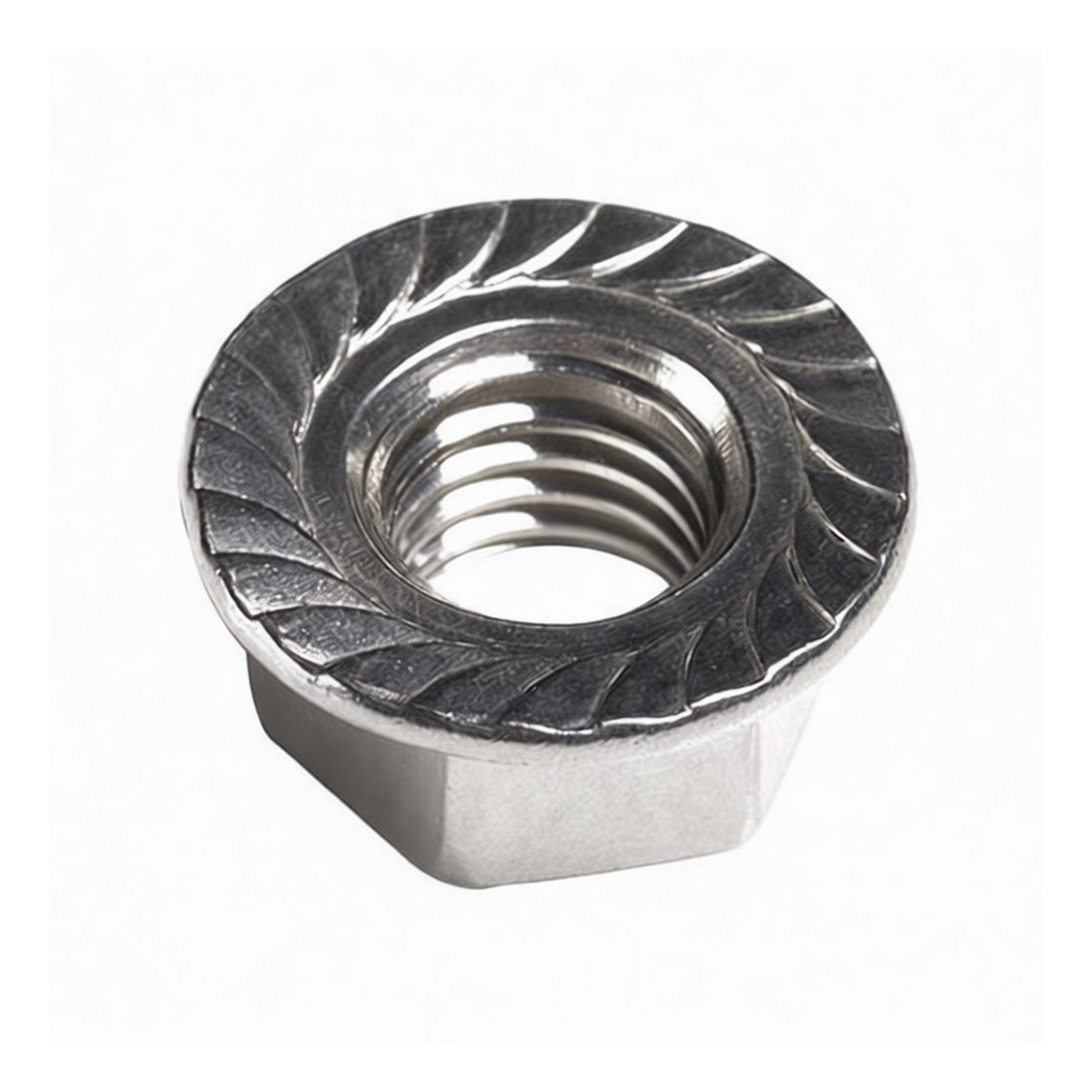 Stainless Steel A2-70 Hex Flange Nut, M5 x 0.315", Plain, Pkg Qty 1000