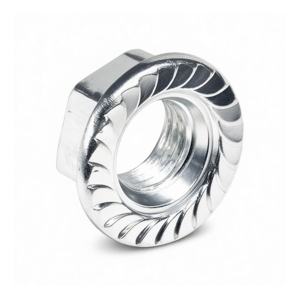 Grade 4 Carbon Steel M10 Hex Flange Nut, Zinc Plated, 0.63 in, Pkg Qty 500