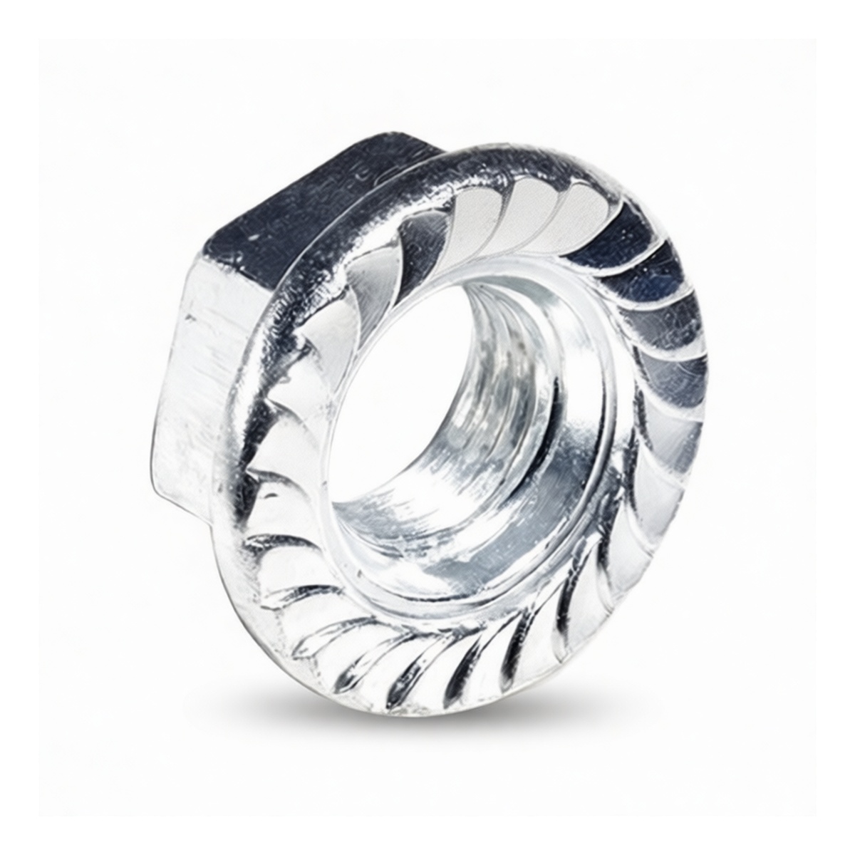 Grade 4 Carbon Steel M12 Hex Flange Nut, Zinc Plated, 0.75 in, Pkg Qty 1000