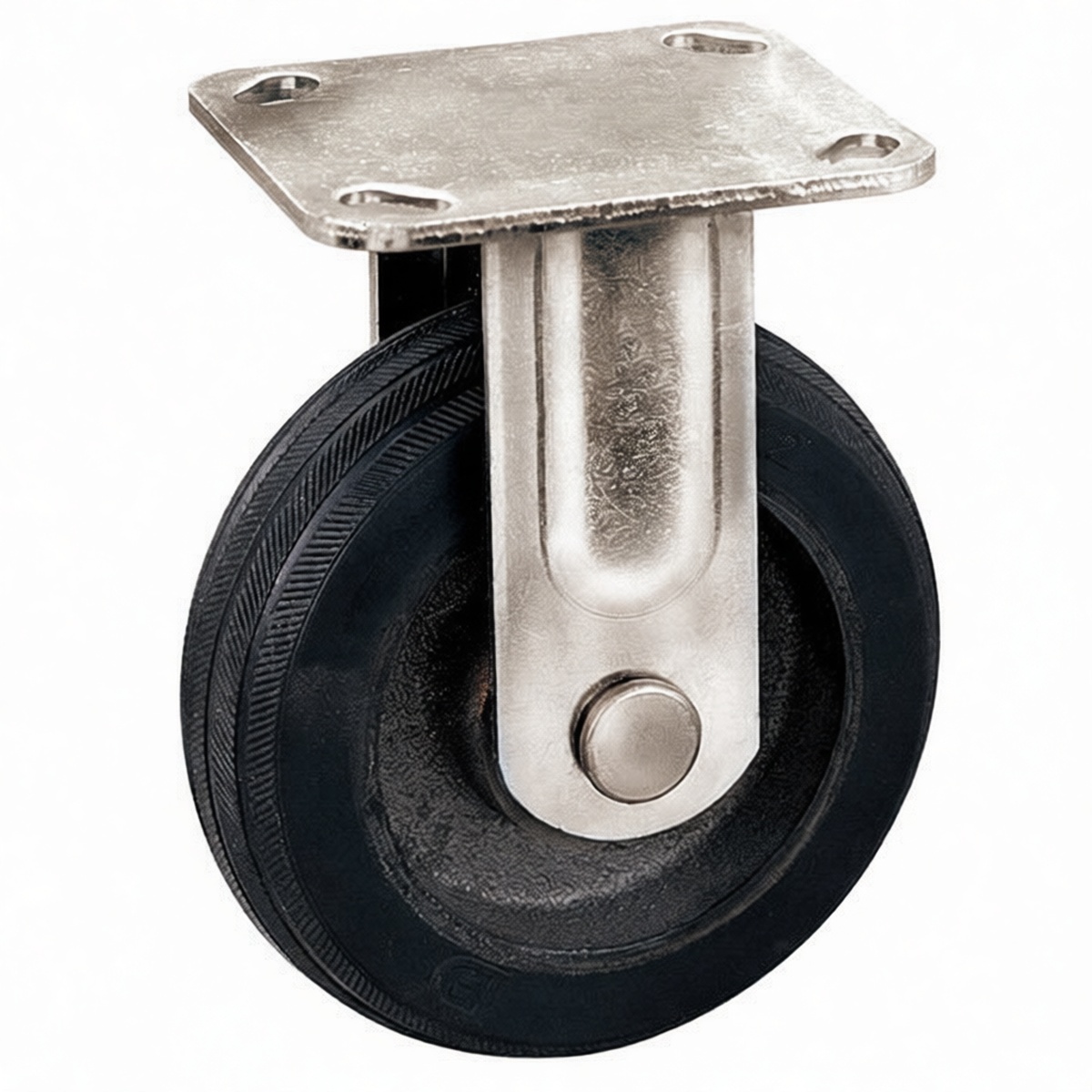 5" Rubber Fixed Dual-Axle Track Wheel 529 lbs Load for Heavy Duty, Pkg Qty 6