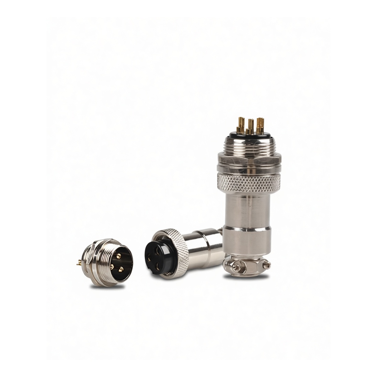 GX12 Straight 3-Pin Aviation Connector Gold Plated 125V 5A, Pkg Qty 50