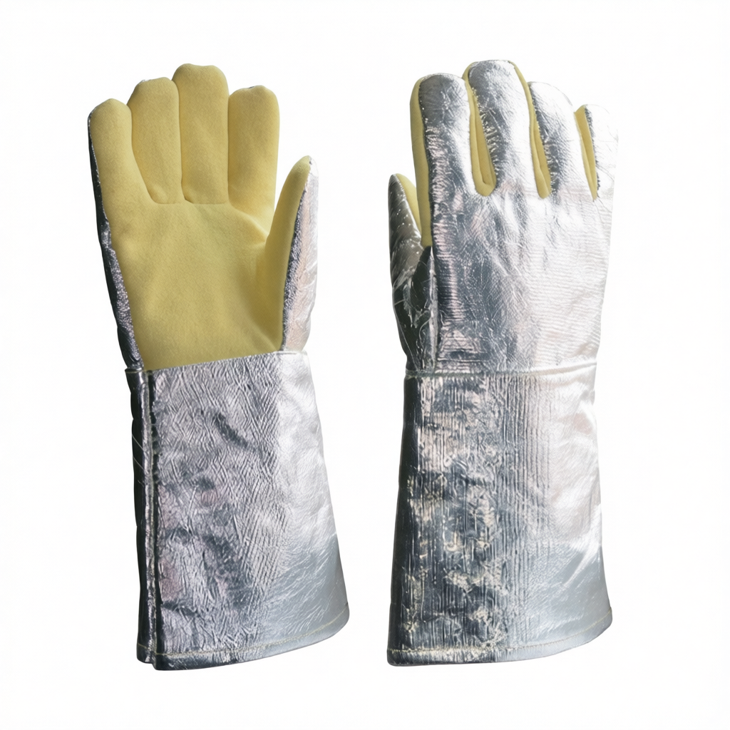 Aluminum Foil Aramid Heat-Resistant Gloves, 14-Inch, ANSI A4 Cut Level, Pkg Qty 2