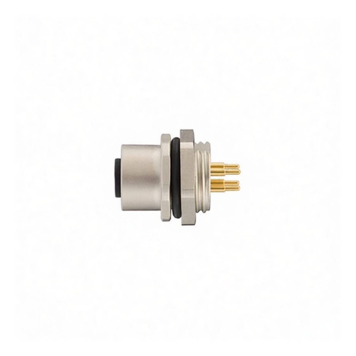 M12 Female Flange Mount Plastic Connector 300V 4A for Industrial Cable, Pkg Qty 20