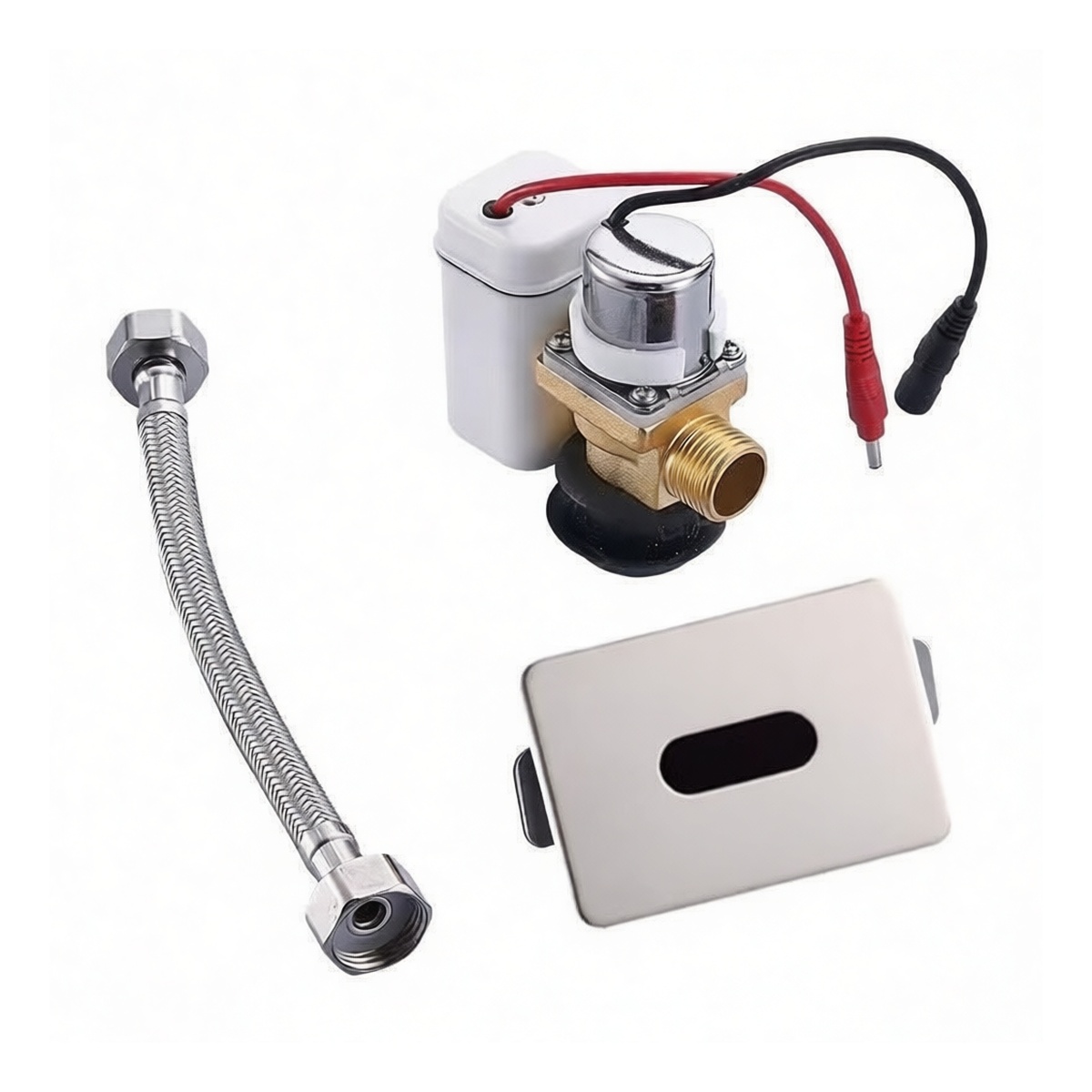 Copper Solenoid Urinal Flush Sensor with 8x5 Inch Panel & Hose