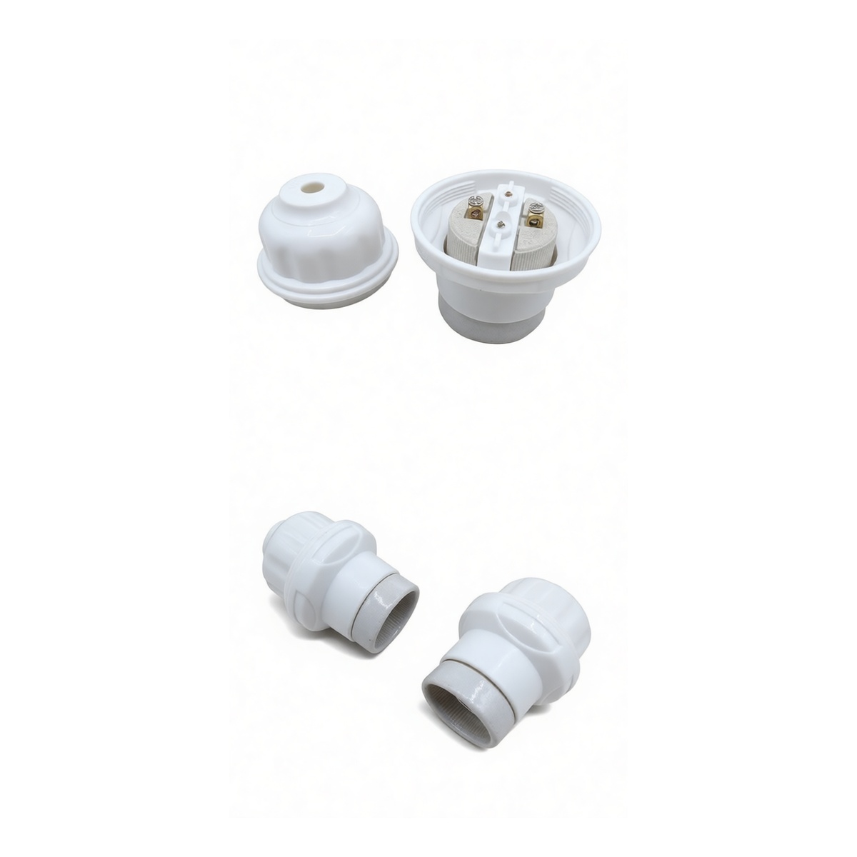 E27 Ceramic Pendant Socket, PP/PC, 3in Dia x 2.4in H, Track Light, Pkg Qty 100