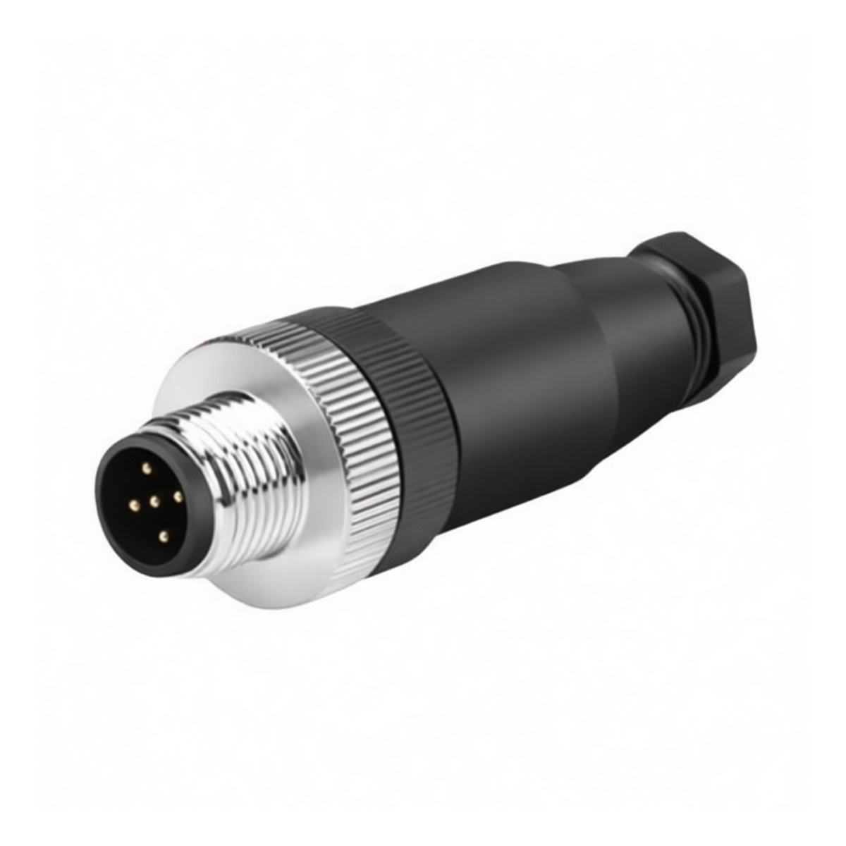 M12 5-Pin Male Straight Waterproof Plastic Circular Connector, Pkg Qty 12