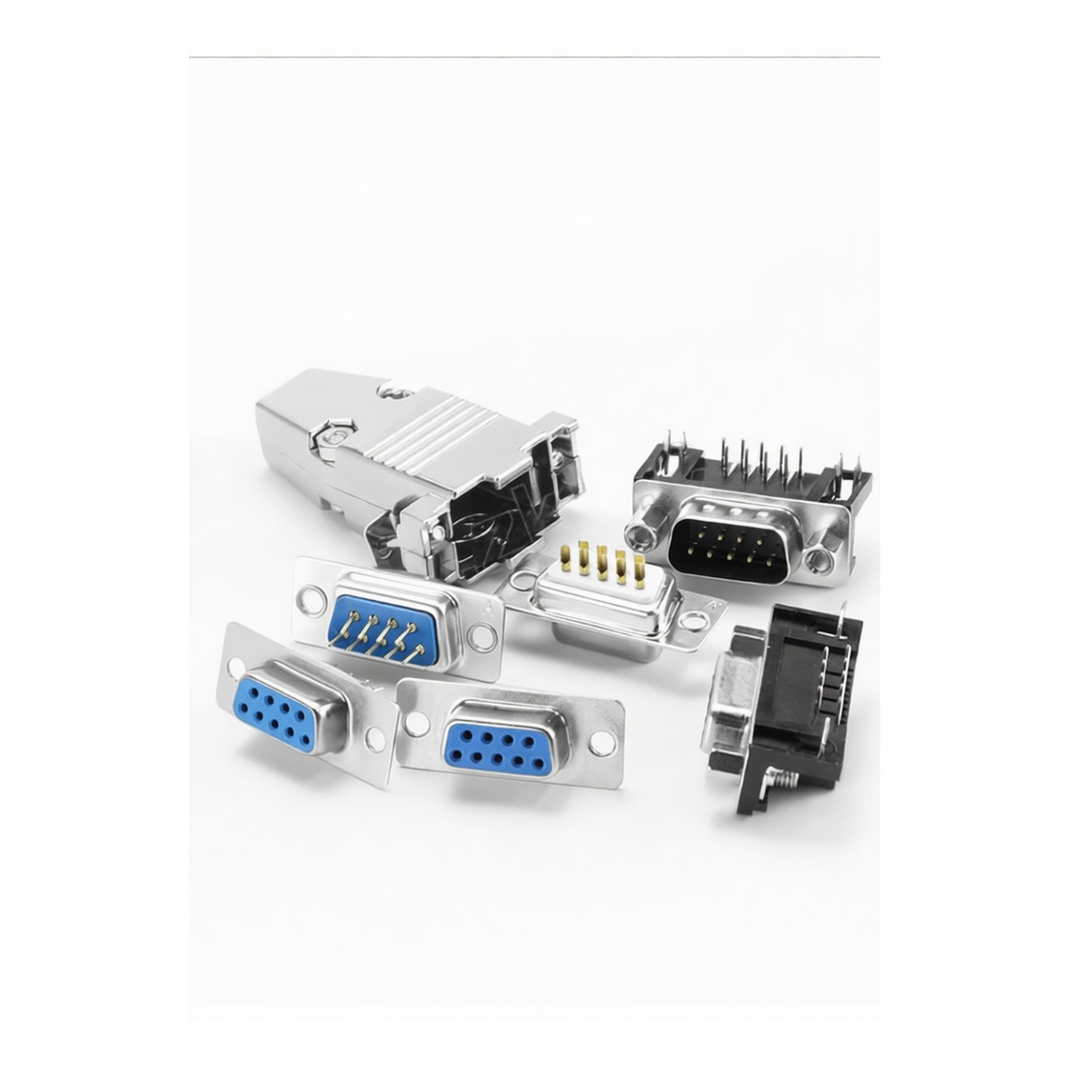 Gold Plated DB9 Male Solder Connector 300V 5A for Data, Pkg Qty 100