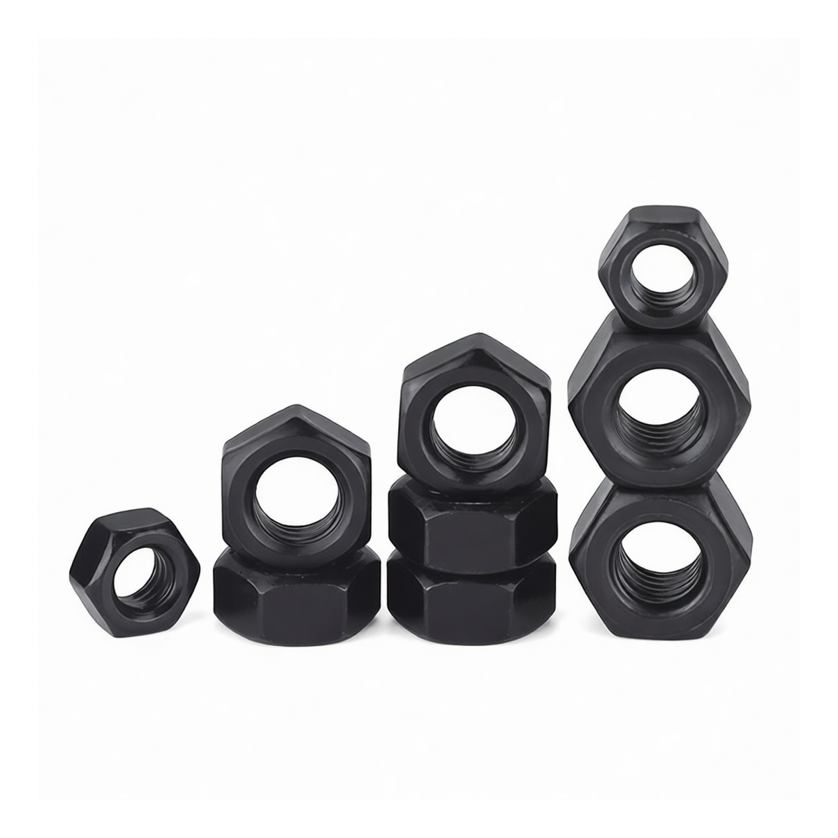 Grade 8 Carbon Steel Fine Thread Hex Nut, 0.945 in, Black Oxide, Pkg Qty 500