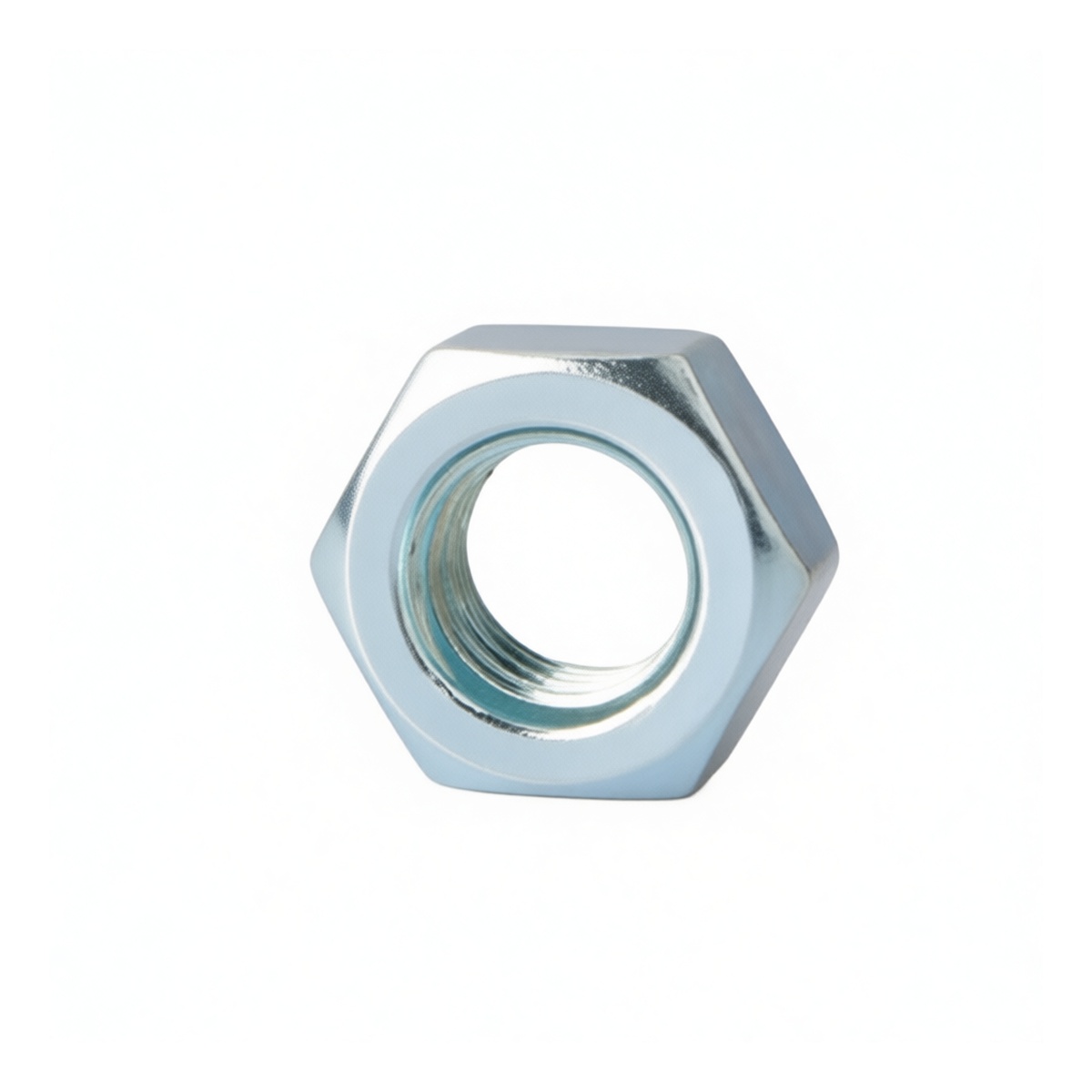 Grade 4 Carbon Steel Hex Nut, 1-1/16", Zinc Plated, M27, Pkg Qty 200