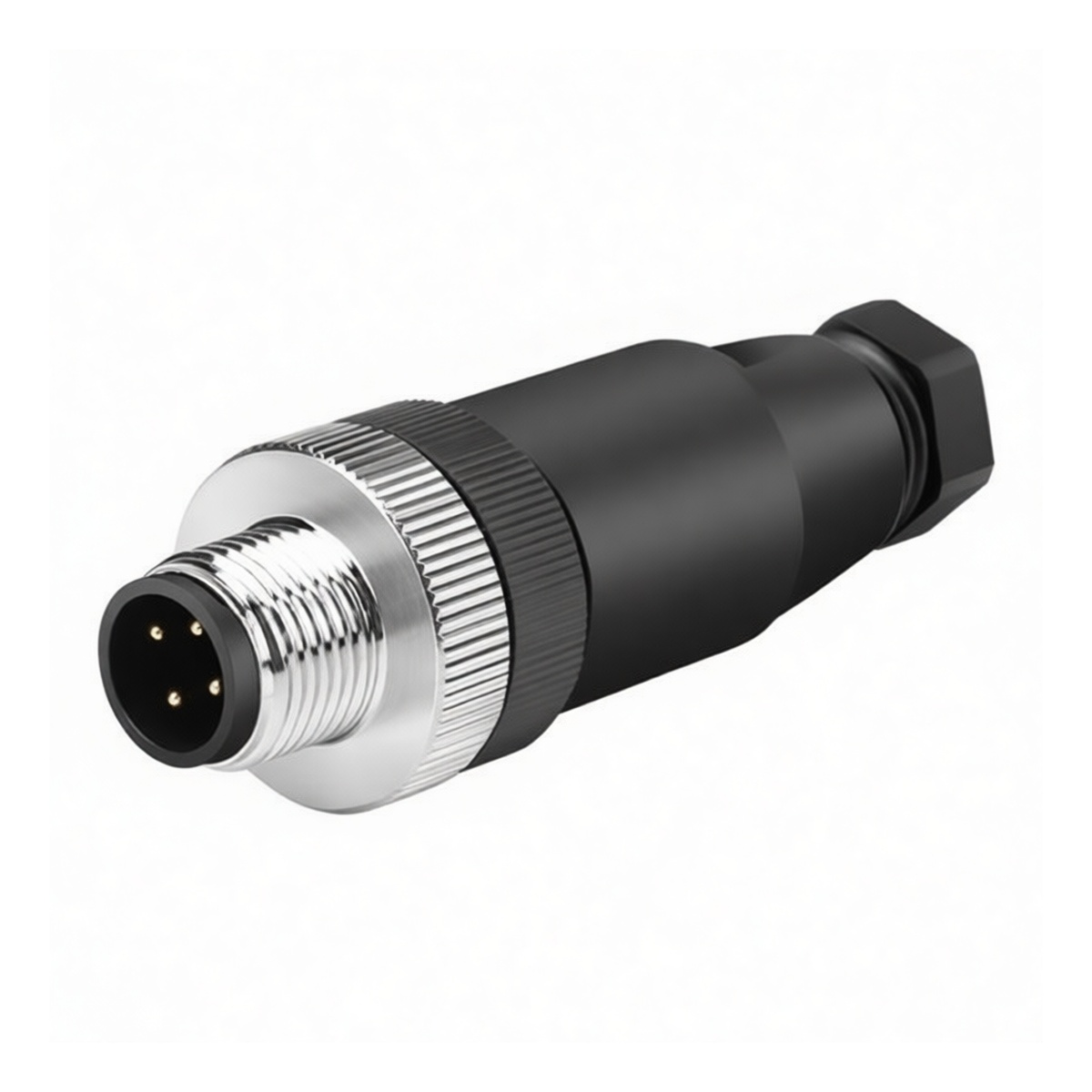 M12 Circular Male Connector 4-Pin Plastic 250V 4A Waterproof, Pkg Qty 12