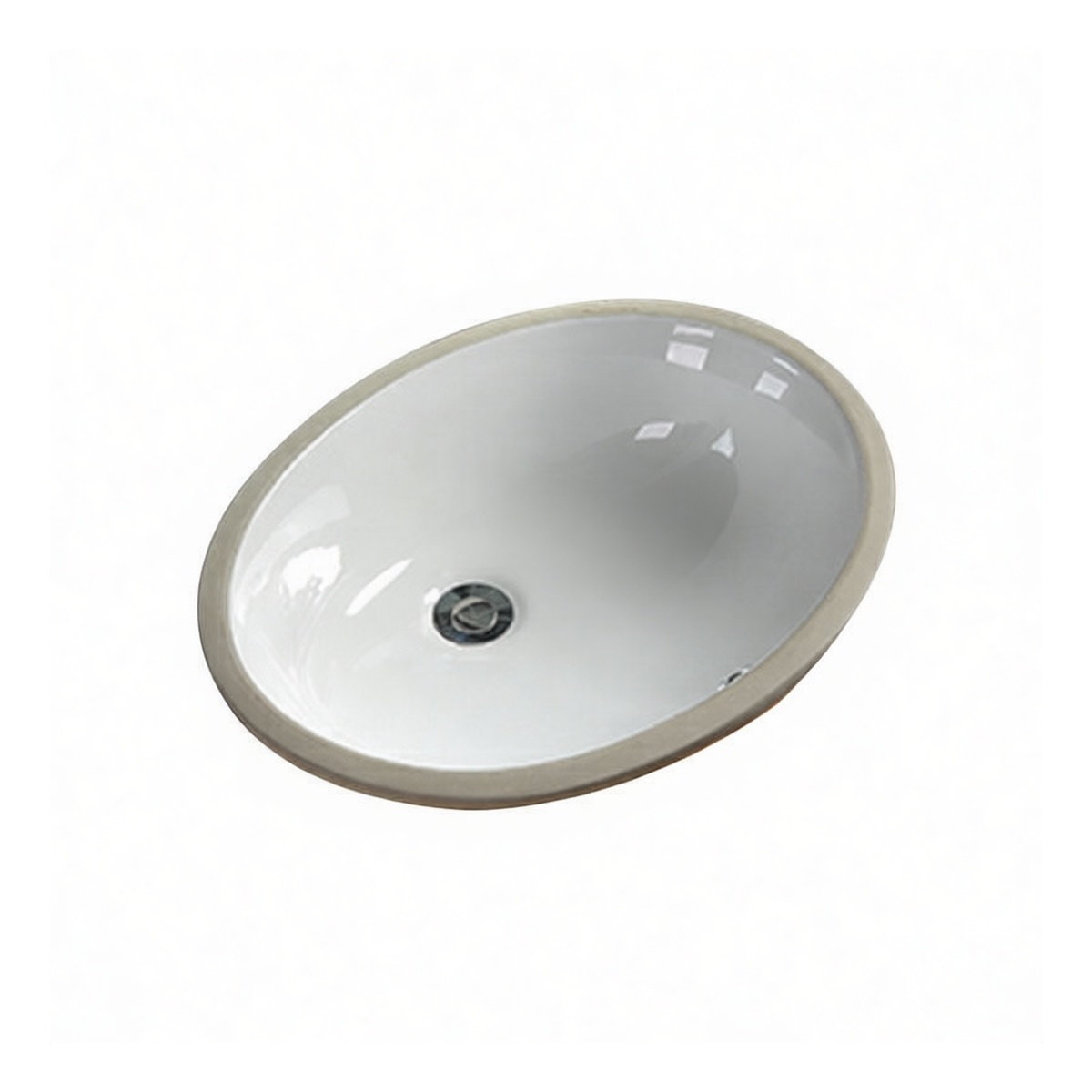 Ceramic Undermount Bathroom Sink, 19.3x16.1x7.1in, No Faucet Holes