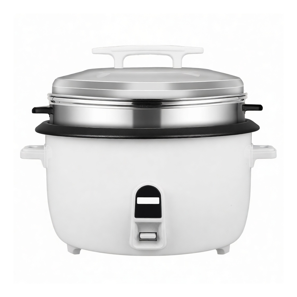 Stainless Steel 8-Liter Commercial Rice Cooker with Steamer, 16.5x16.5x15.4 in