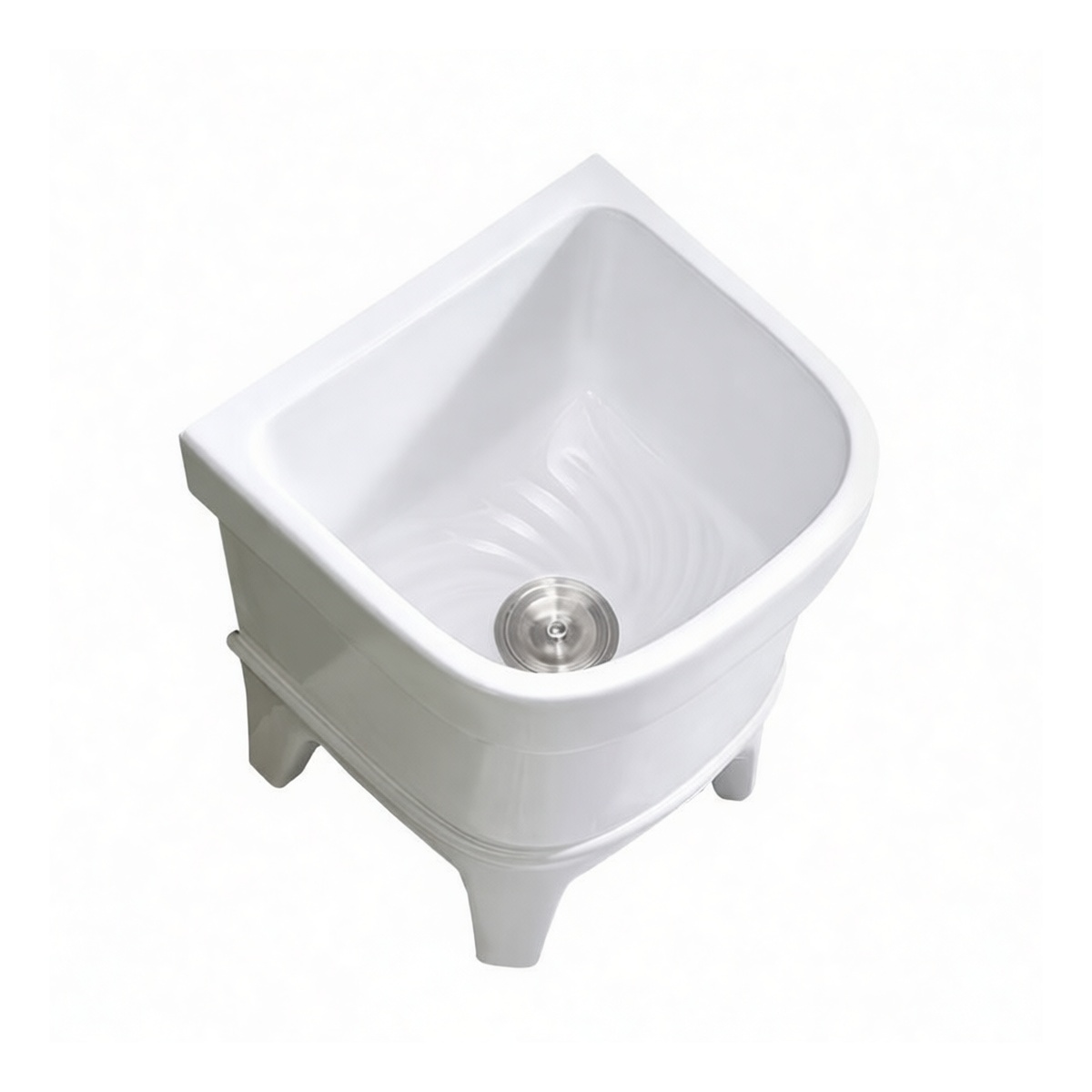 Ceramic Mop Sink, 15.75x13.78x16.93in, Manual Drain, Floor Mount, Pkg Qty 2