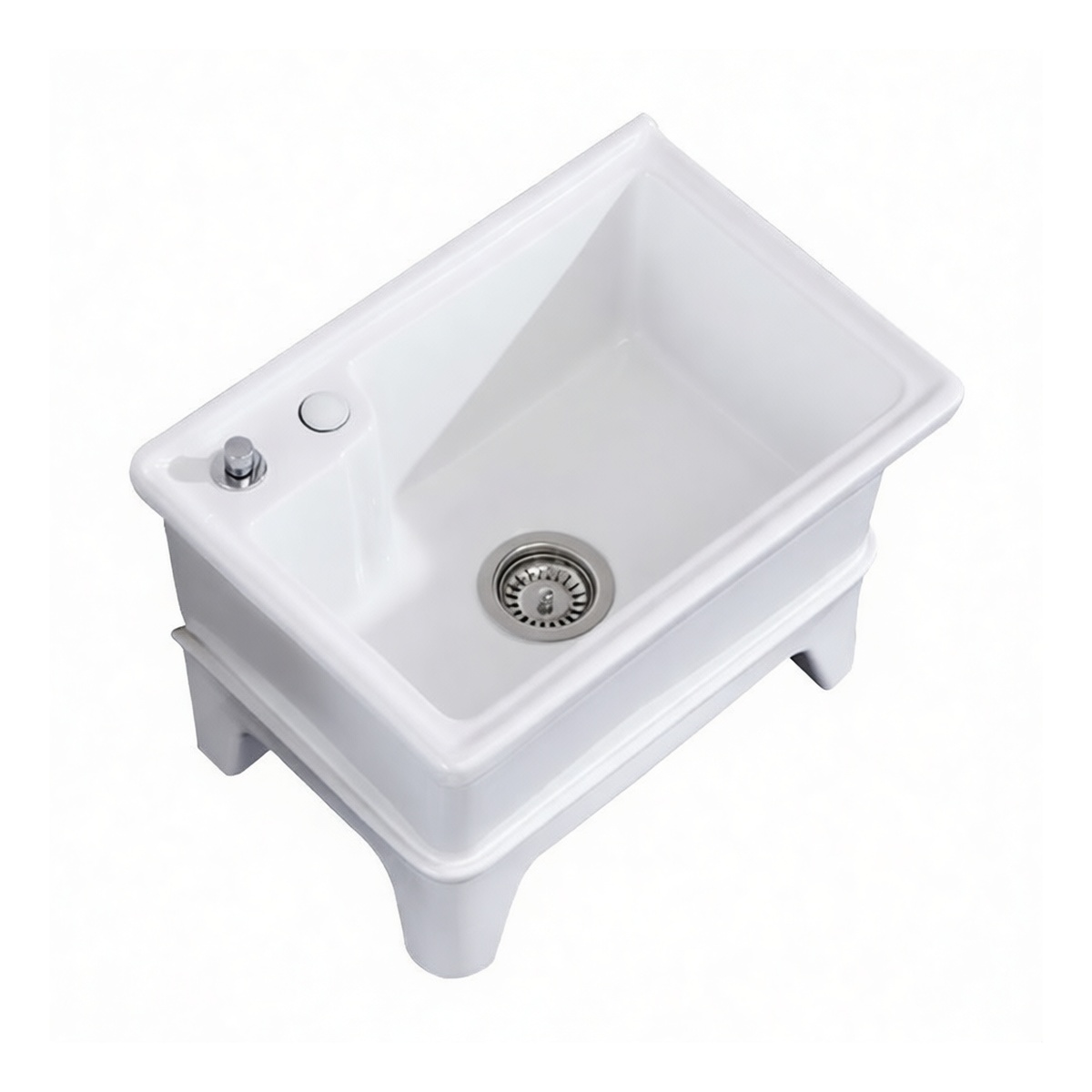 Ceramic Deck-Mounted Mop Sink, 22x15.4x16.5in, Floor Installation