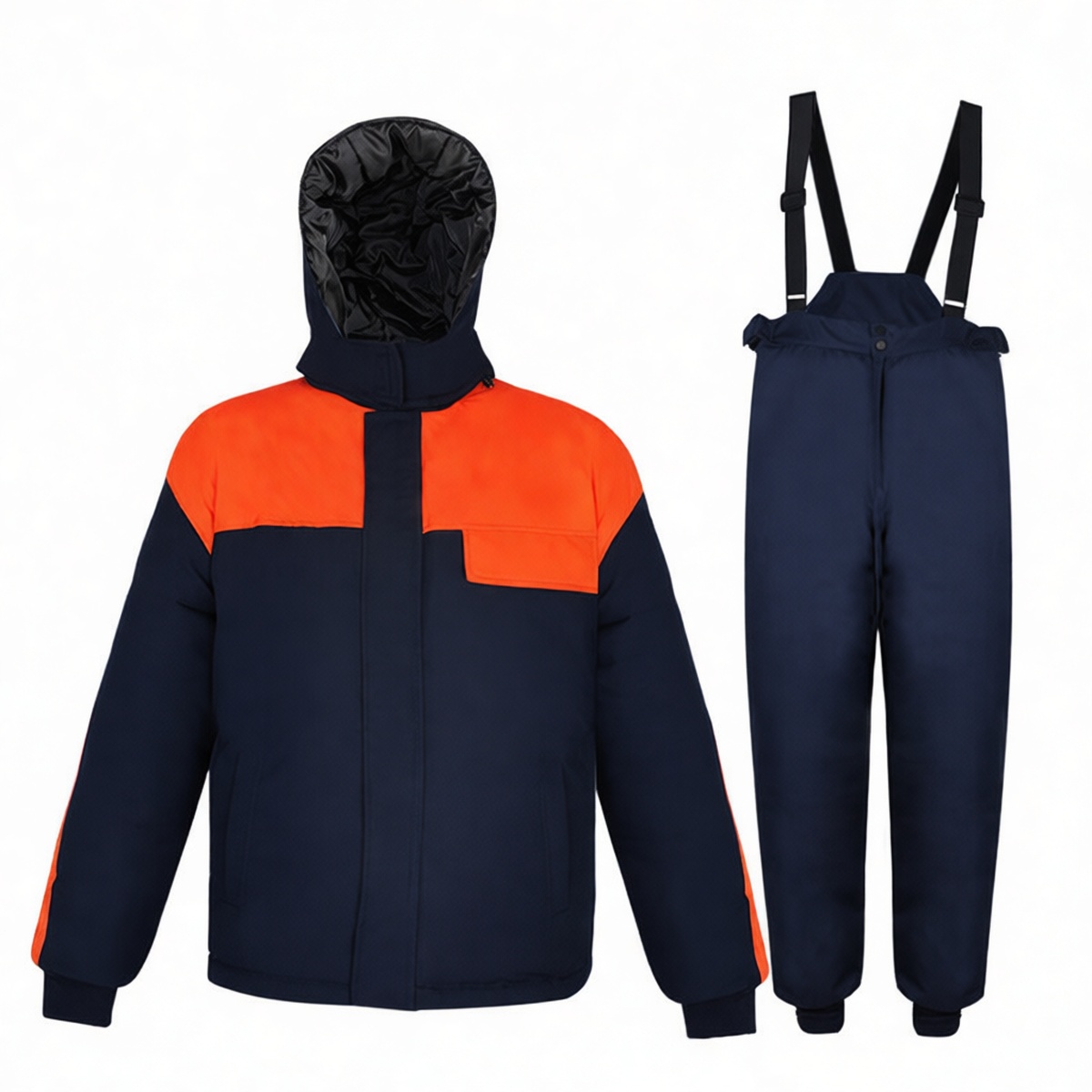 2XL Cotton Cold Weather Coverall Orange/Blue for Outdoor Use