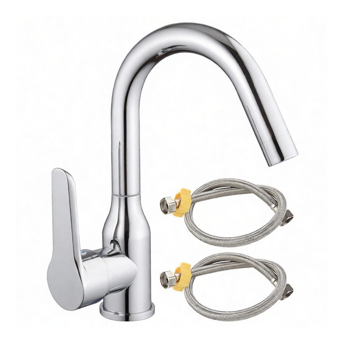 Stainless Steel Single Hole Bathroom Sink Faucet with 60 in Hose, Pkg Qty 12