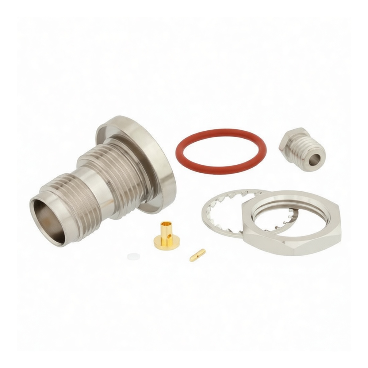 TNC Bulkhead Female Connector Brass 50V 2A for RG-58 Coax Cable