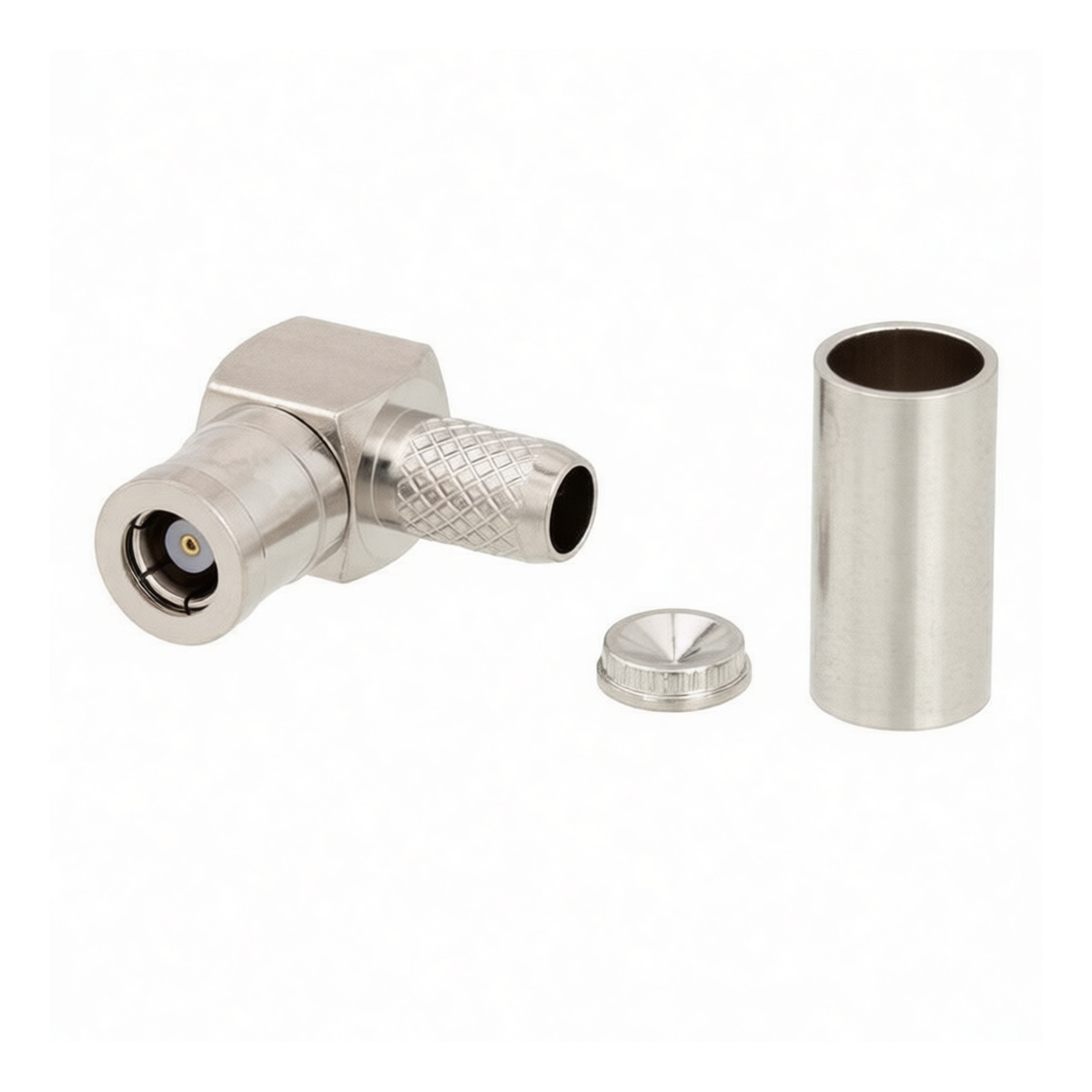 SMB Right Angle Plug, 0.195in, Copper, for RG58 Coax Cable