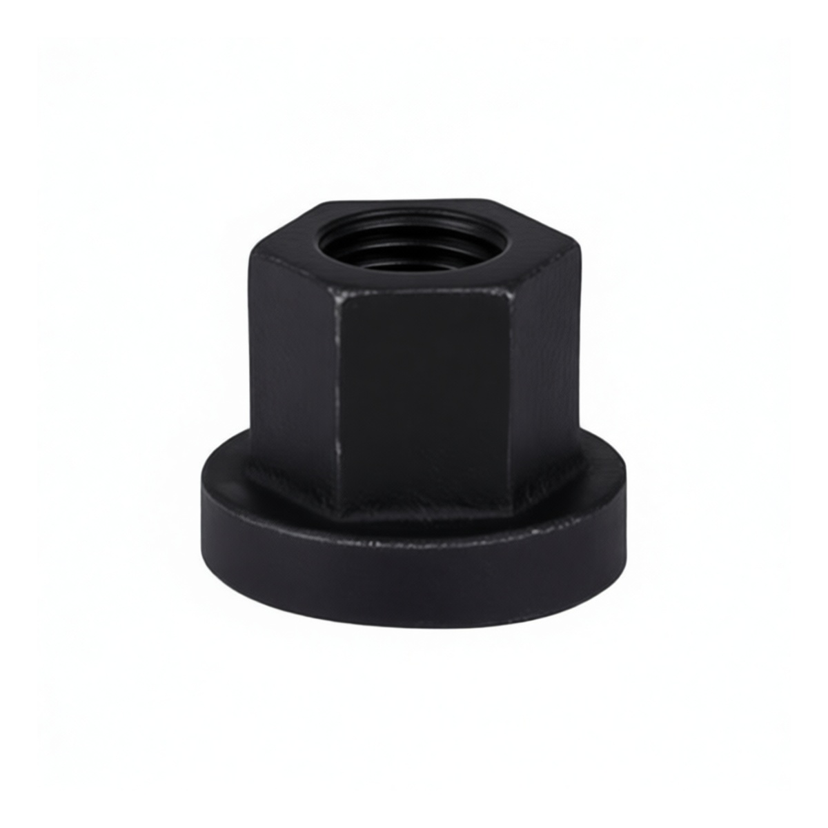 Grade 8 Carbon Steel Trapezoidal Flange Nut, 1.5 Inch, Black Oxide, Pkg Qty 12