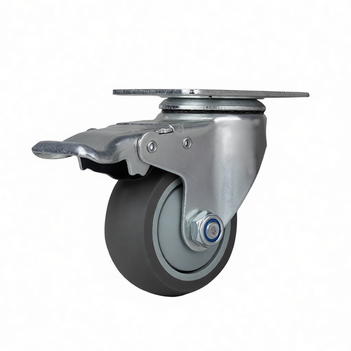 3" TPR Swivel Stem Caster with Brake, 120 lbs Load, Pkg Qty 12