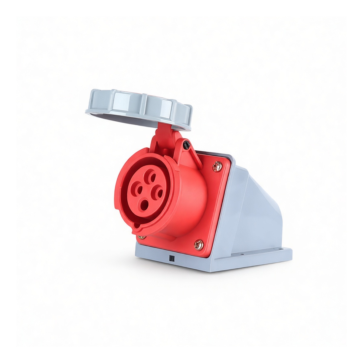 32A 4-Conductor Industrial Surface Mount Socket, Rubber, 10 AWG, 380-415V, Pkg Qty 8