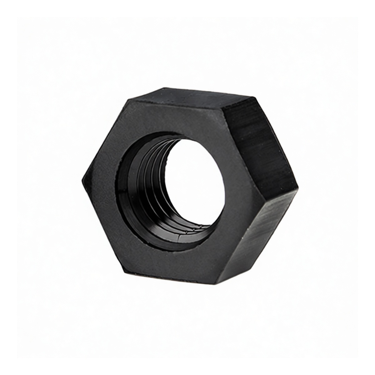 PA66 Nylon Hex Nut, M3-0.236 Inch, Black Finish, Pkg Qty 1000