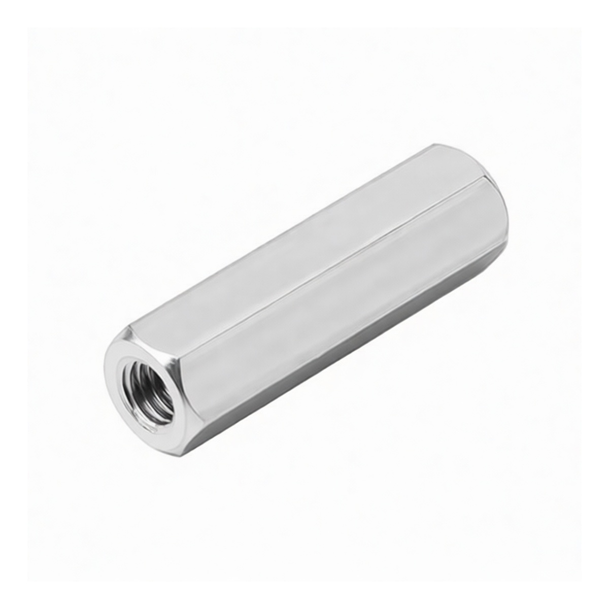 304 Stainless Steel A2-70 M5 Coupling Nut, 2.36" Length, Plain, Pkg Qty 100