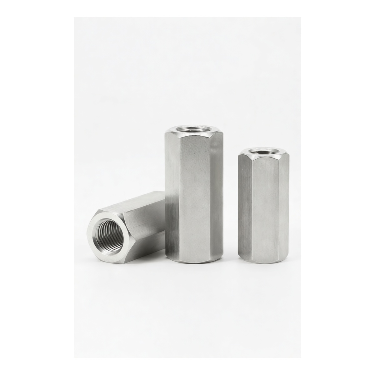 304 Stainless Steel A2-70 Right-Left Hand M8 Coupling Nut, 2.36", Pkg Qty 100