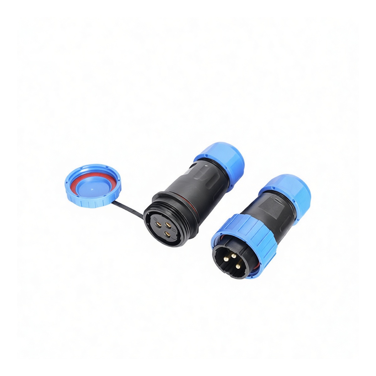 32A 380V 3-Conductor Rubber Power Cable, 10 AWG, IP68 Connector, Pkg Qty 6