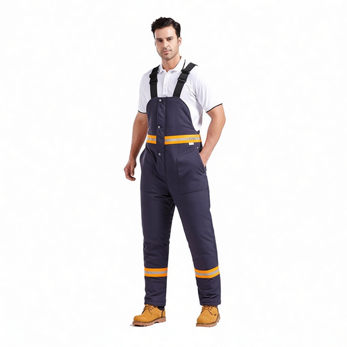 Polyester Bib Overalls Size L for Cryogenic Welding Protection