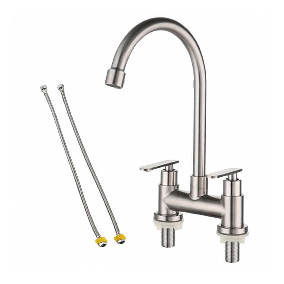 304 Stainless Steel Dual Handle Bathroom Sink Faucet, 4.0 Inches, Pkg Qty 12