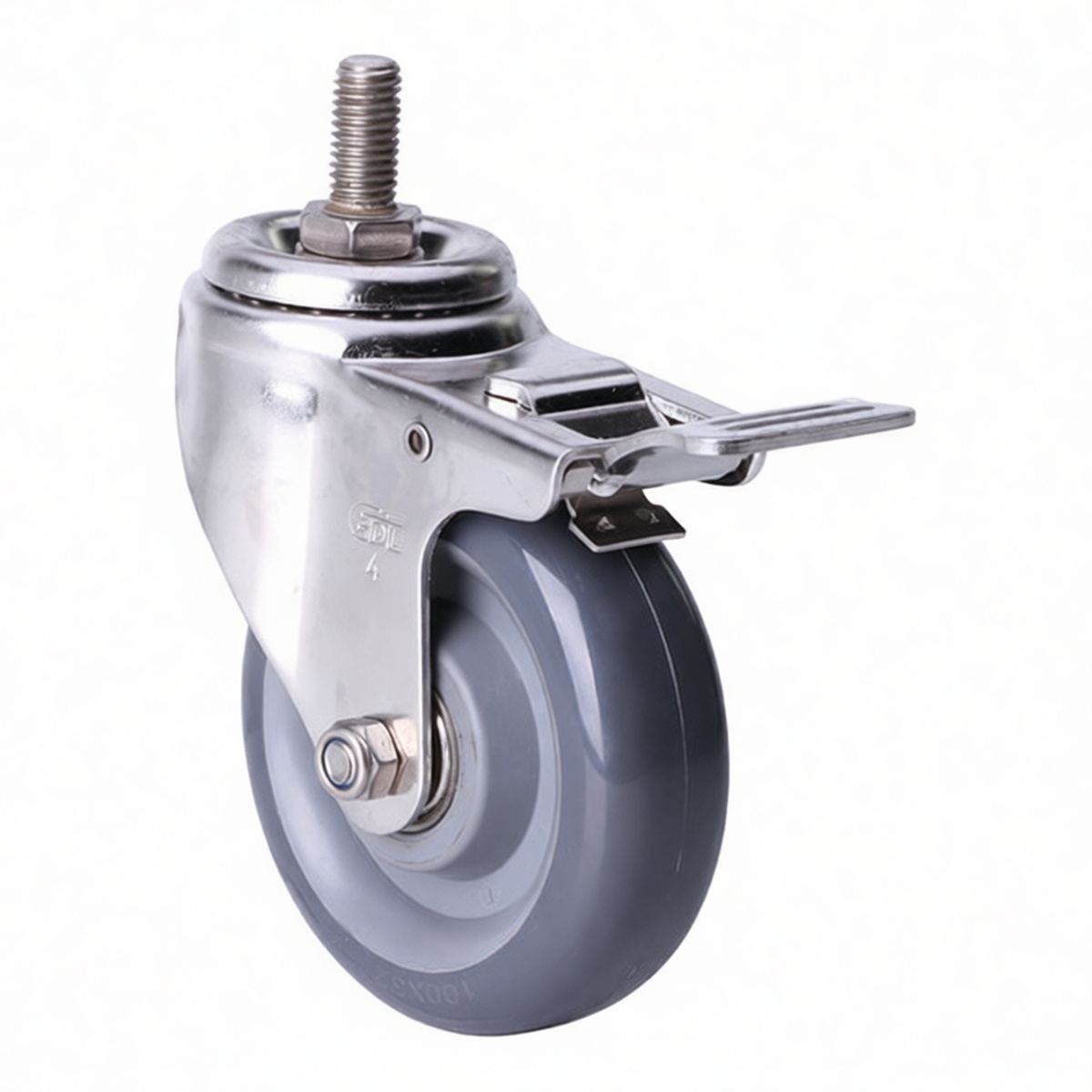 Socket Head Cap Screw, 4in, Stainless Steel, Polyurethane, Brake Finish Pkg Qty 2