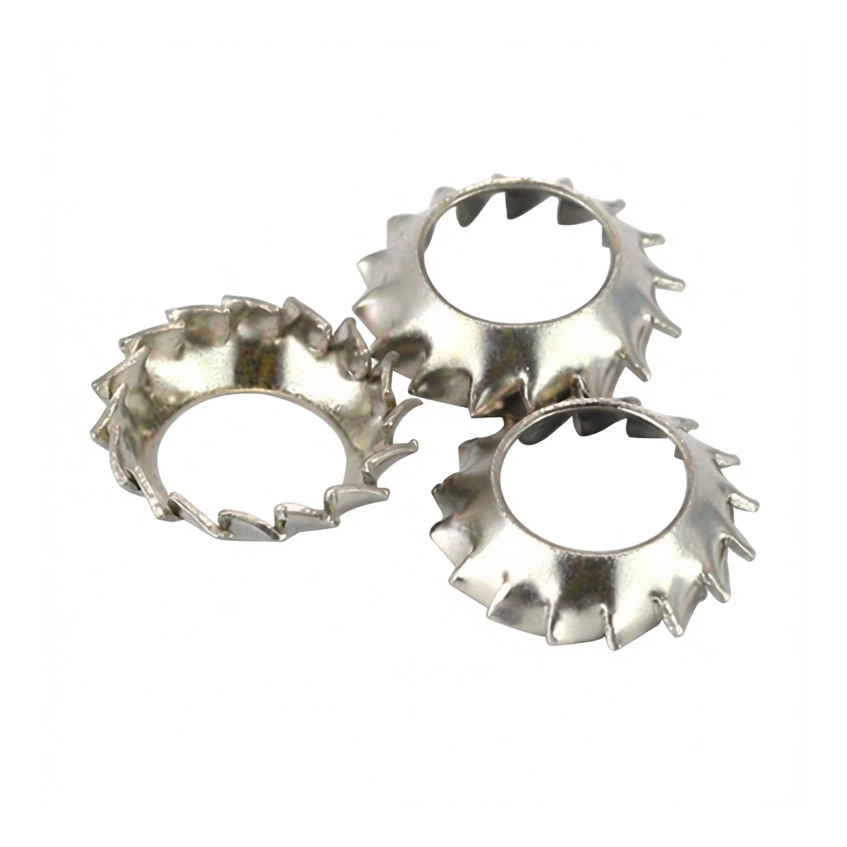 304 Stainless Steel DIN 6798V Serrated Lock Washer, 0.472" Bore, Pkg Qty 100