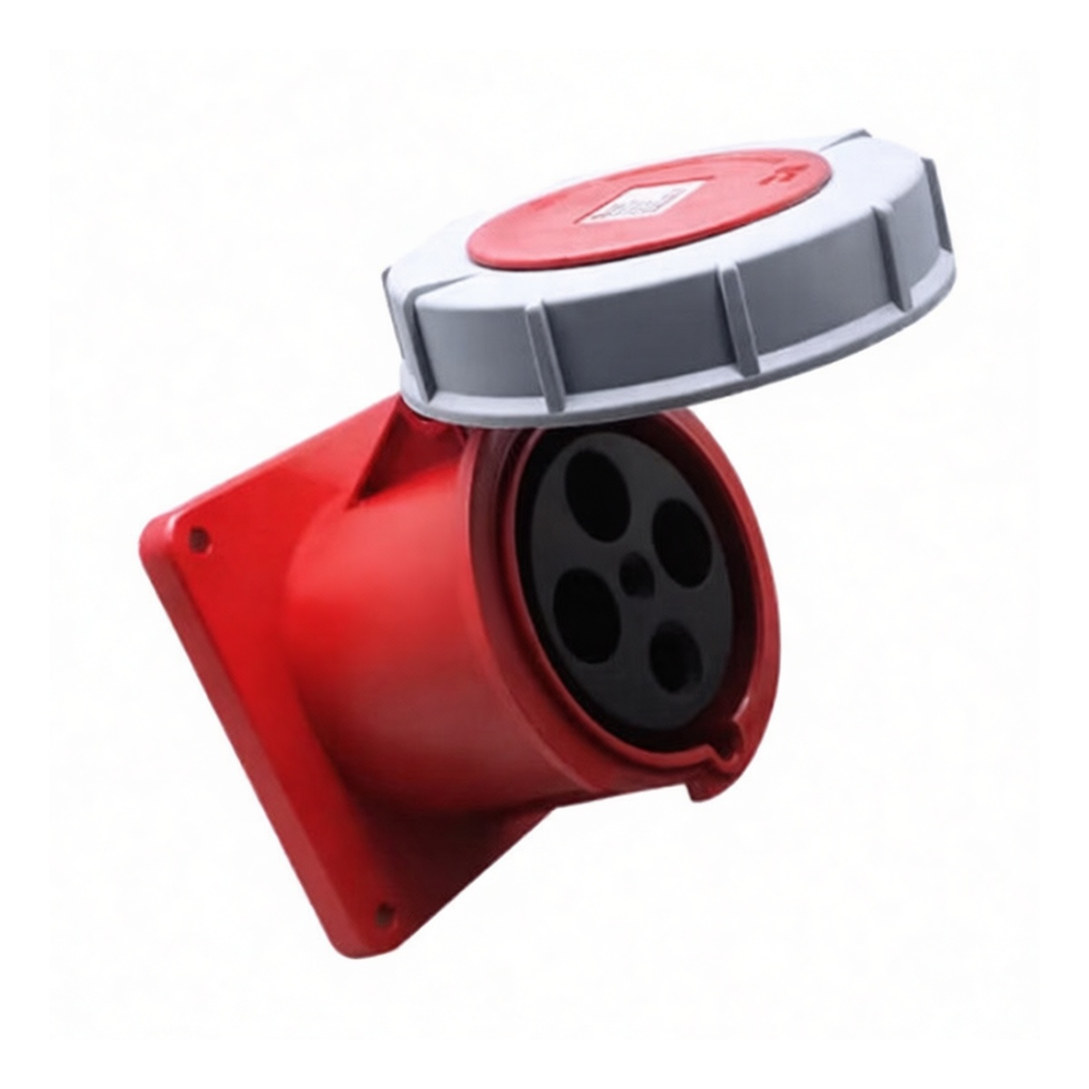 Industrial 415V 63A 4-Pin IP67 Recessed Socket, Pkg Qty 2